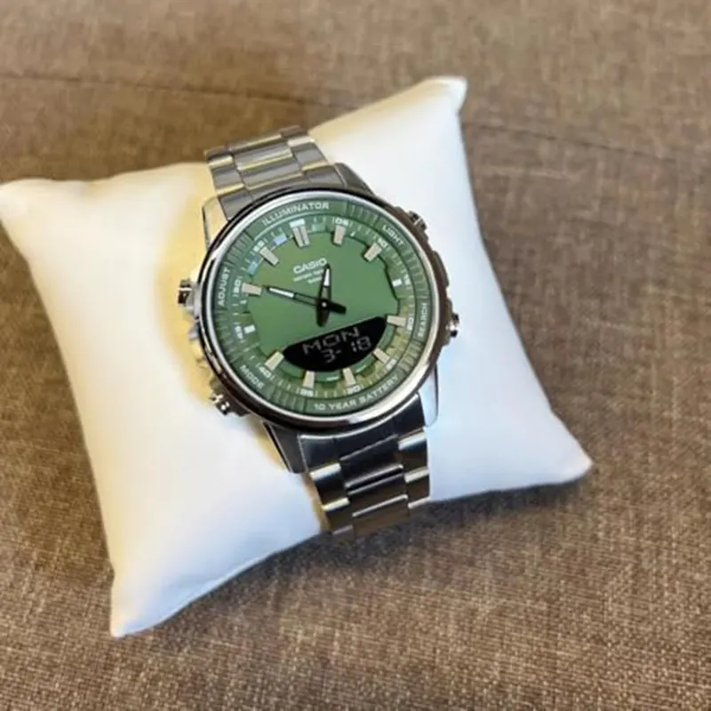 Casio Green Dial Japan Quartz Dual Time Men’s Watch- AMW-880D-3AV